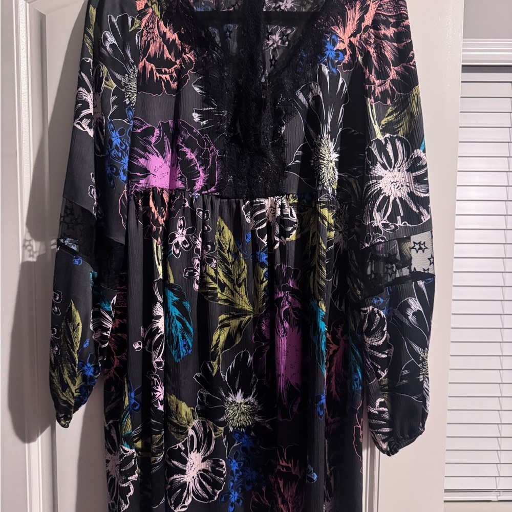 Guess Pink and Black A-line Dress with Mock Neck - Picture 2 of 4